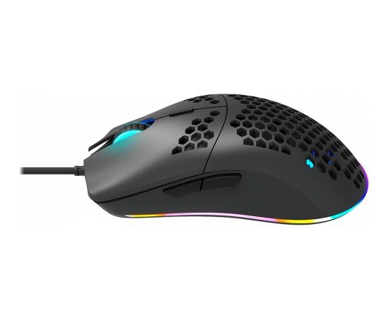 CANYON,Gaming Mouse with 7 programmable buttons, Pixart 3519 optical sensor, 4 levels of DPI and up to 4200, 5 million times key life, 1.65m Ultraweave cable, UPE feet and colorful RGB lights, Black, size:128.5x67x37.5mm, 105g