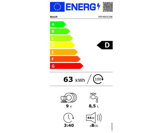 Bosch SPV4EKX29E 4s iebūvējama trauku mašīna 45cm A++