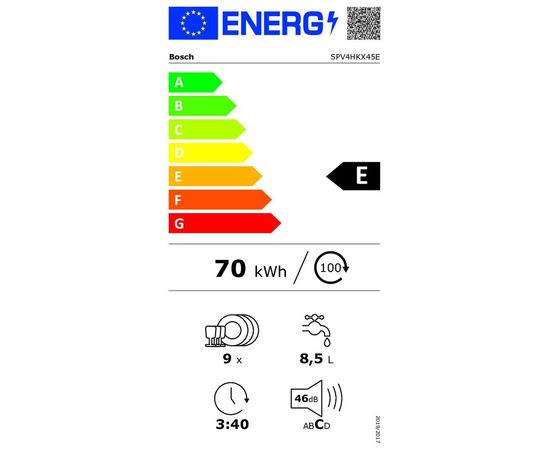 Bosch SPV4HKX45E 4s trauku mašīna 45cm A+ InfoLight