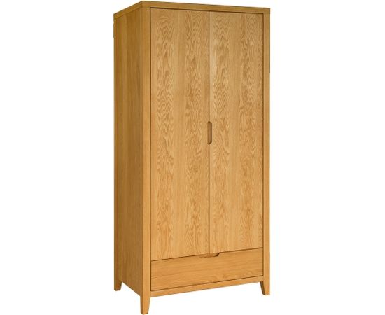 Drēbju skapis CHAMBA ar 2 durvīm un 1 atvilktni, 90x58xH198cm, koks: ozola finieris, krāsa: dabīgs Skapji