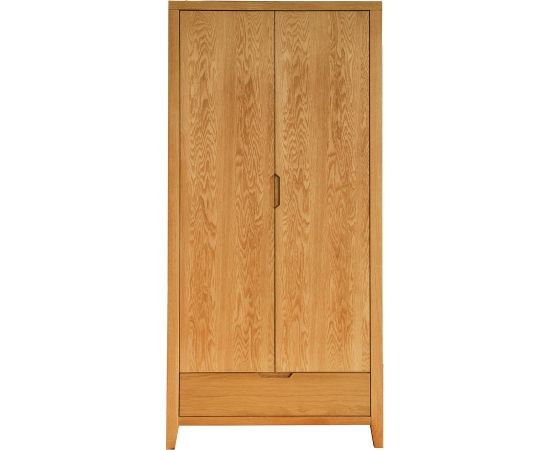 Drēbju skapis CHAMBA ar 2 durvīm un 1 atvilktni, 90x58xH198cm, koks: ozola finieris, krāsa: dabīgs Skapji