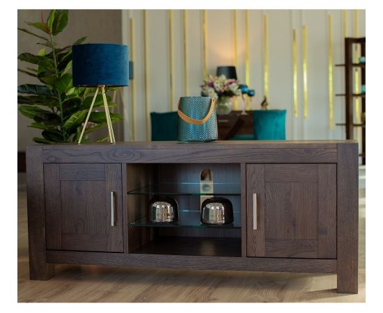 TV-galds TURIN 44x135xH57cm, materiāls: ozols, krāsa: brūns, apdare: eļļots TV-galdiņi