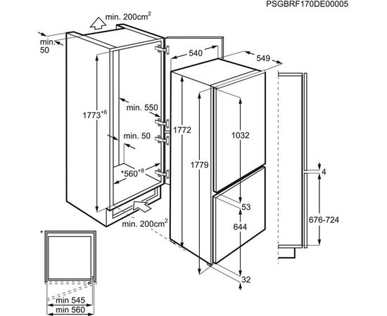 AEG SCB618F6TS NoFrost iebūvējams ledusskapis 177cm Ledusskapji, iebūvējami