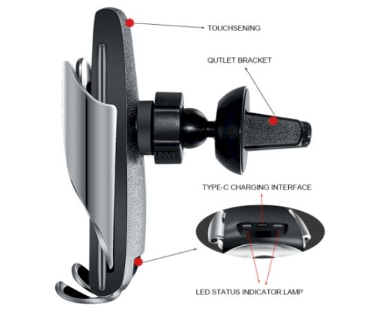 Fusion Air Vent Turētājs Gaisa Restei ar 360° Rotāciju un Wireless Uzlādi Melns Telefonu Turētāji Auto Velo Moto