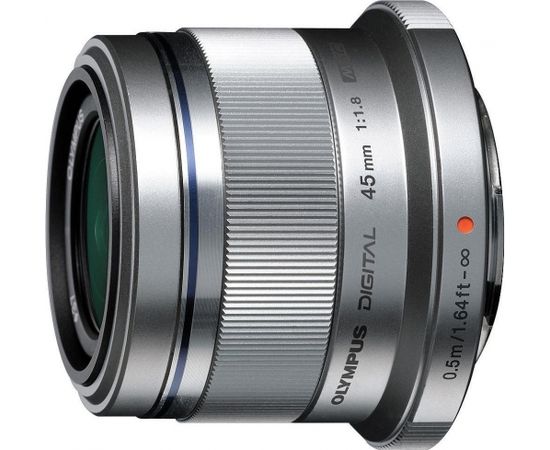 Olympus M.Zuiko Digital 45mm f/1.8 objektīvs, sudrabots
