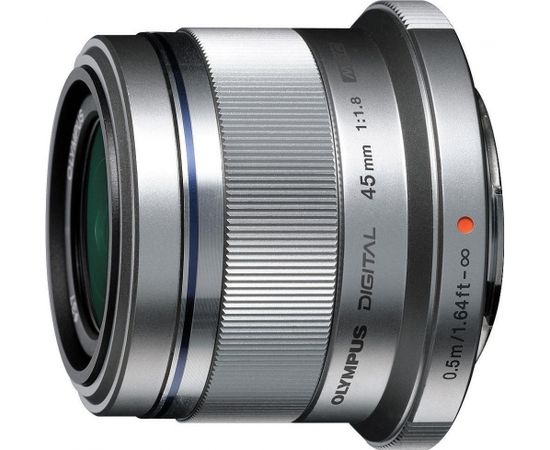 Olympus M.Zuiko Digital 45мм f/1.8 объектив, серебристый