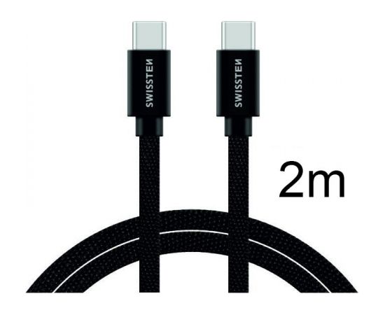 Swissten Textile Универсальный Quick Charge 3.1 USB-C на USB-C Кабель данных 2м черный