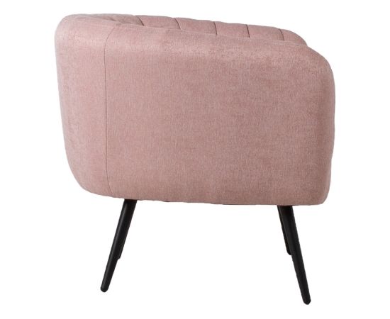 Atpūtas krēsls TUCKER 78x71xH69cm, rozā auduma, melna metāla kājas
