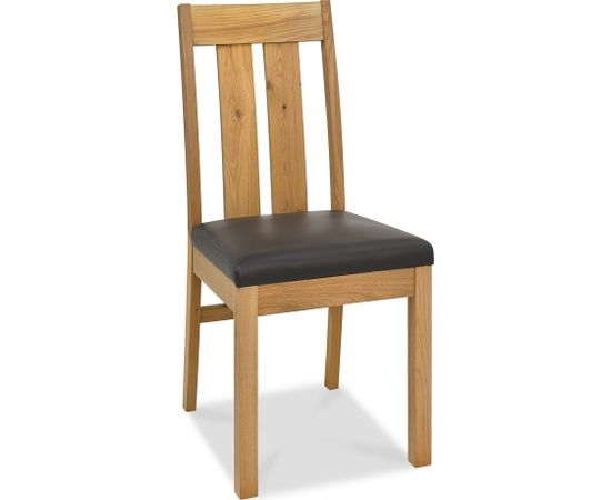 Krēsls TURIN 58x46,5xH98cm, brūna ādas imitācija, gaiša ozola rāmis