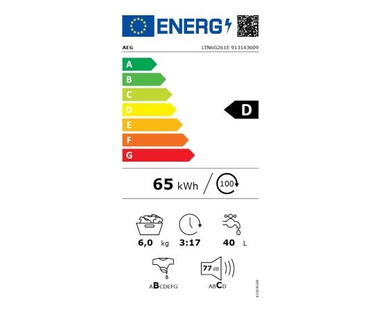 AEG LTN6G261E veļas mazgājamā mašīna 6kg 1200rpm