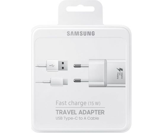 Samsung EP-TA20EWECGWW / Quick Charge 2.0 / 15W Tīkla Lādētājs + Type-C USB Vads