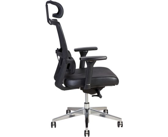 Darba krēsls INTEGRA 65,5x61xH108-117 cm, sēdeklis: āda, atzveltne: audums, krāsa: melna