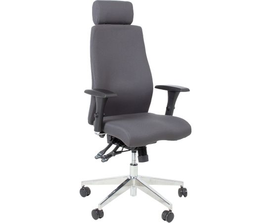 Biroja krēsls SMART EXTRA ar galvas balstu 60x63,5-70xH114-123cm, sēdeklis un atzveltne: audums, krāsa: pelēks