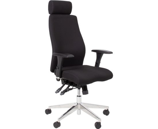 Biroja krēsls SMART EXTRA ar galvas balstu 60x63,5-70xH114-123cm, sēdeklis un atzveltne: audums, krāsa: melns
