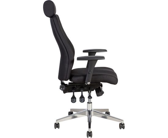 Biroja krēsls SMART EXTRA ar galvas balstu 60x63,5-70xH114-123cm, sēdeklis un atzveltne: audums, krāsa: melns