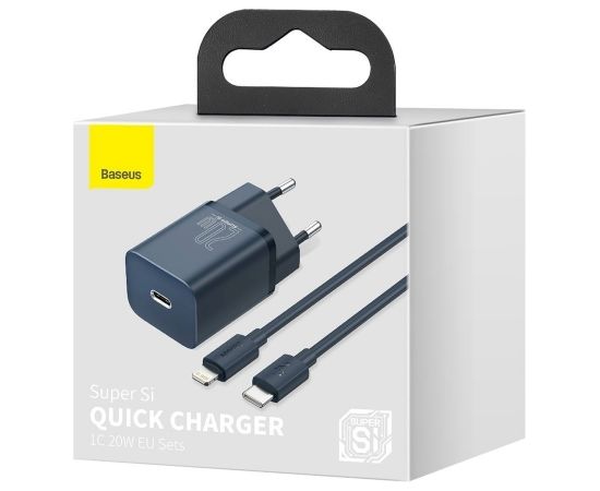 Baseus TZCCSUP-B03 tīkla lādētājs USB-C / 20W / 3A + USB-C -> Lightning datu un uzlādes vads zils