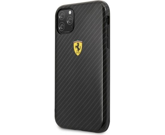 Ferrari Hardcase FESPCHCN58CBBK Izturīgs Silikona Aizsargapvalks Priekš Apple iPhone 11 Pro Melns