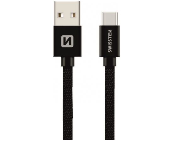 Swissten Textile Universāls Quick Charge 3.1 USB-C Datu un Uzlādes Kabelis 3m Melns