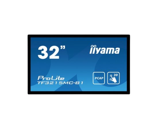 Iiyama 32" PCAP  30-Points Touch Screen, 1920x1080, AMVA3 panel, 24/7 operation, VGA, HDMI, 500cd/m² and  460cd/m² with touch panel, 3000:1, 8ms, Landscape / TF3215MC-B1