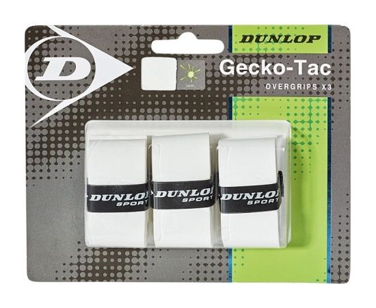 Tennis racket overgrip Dunlop GECKO-TAC, white (3 pcs)