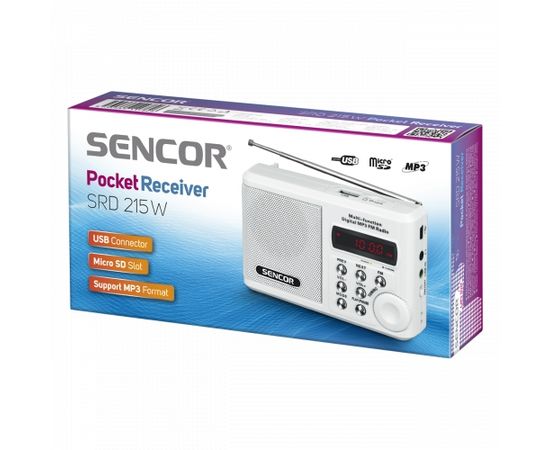Sencor SRD 215 W kabatas radio, FM, balts