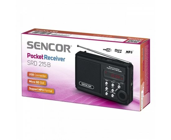 Sencor SRD 215 B kabatas radio, FM, melns