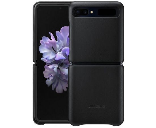 Samsung Galaxy Z Flip3 5G Leather Cover Black Oriģinālie maciņi