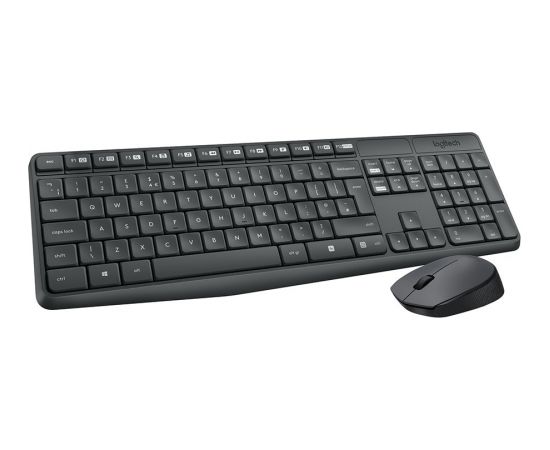 LOGITECH MK235 Wireless Keyboard and Mouse - GREY - PAN - 2.4GHZ - NORDIC - (GREY KEYS GREY BTM)