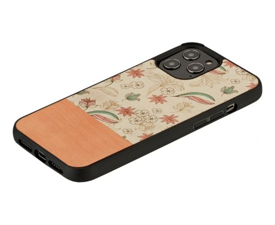 MAN&WOOD case for iPhone 12/12 Pro pink flower black