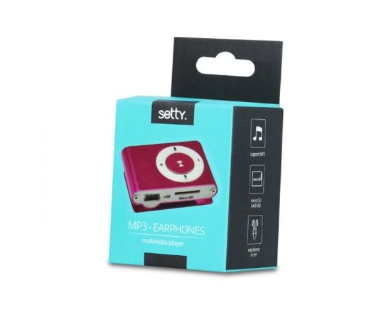 Setty MP3 Super Kompakts Atskaņotājs ar microSD karte slotu + Austiņas Rozā