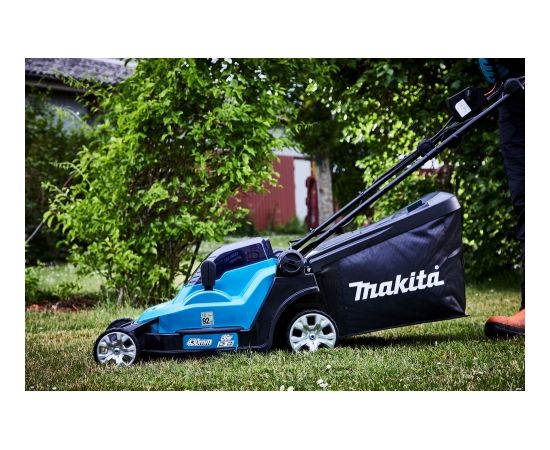 Makita DLM432PT2  2X18V, 43cm, 2X5,0Ah Li-ion DC18RD, 3 in 1 (Pļaušana/savākšana/sasmalcināšana) Akumulatora mauriņa pļaujmašīna