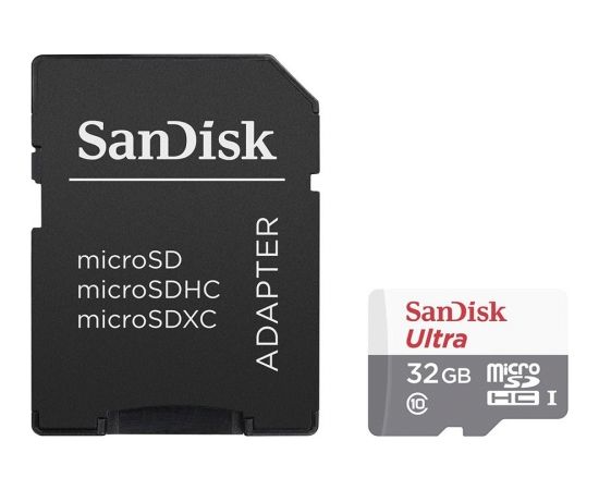 SanDisk Ultra microSDHC + SD Adapter 32GB 80MB/s Class 10; Atmiņas kartes micro SD SDHC