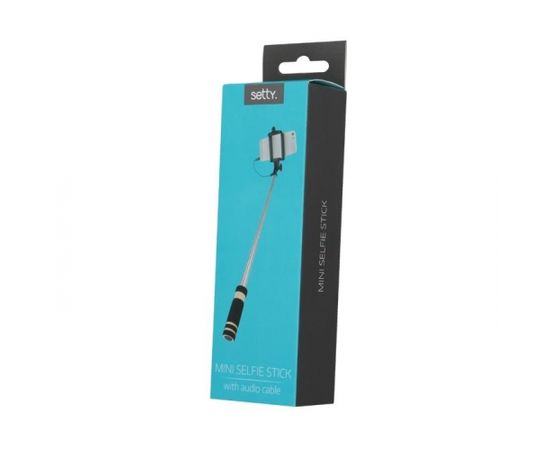 Setty Mini Selfie Stick ar pogu statīvā un 3.5mm Audio vadu Melns