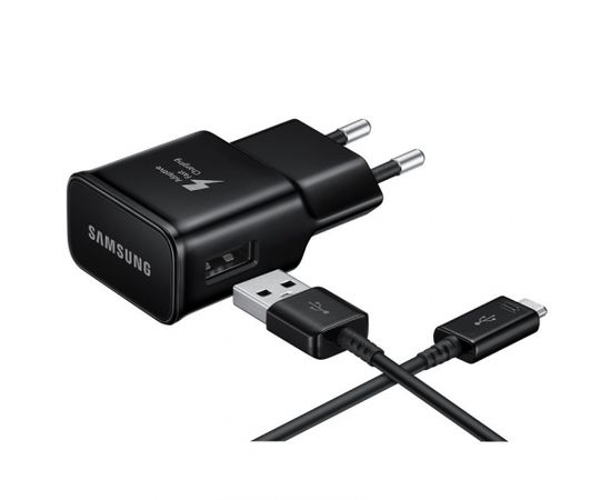 Samsung EP-TA20EBECGWW / Quick Charge 3.0 / 15W Зарядное устройство + Type-C USB Провод / Черное
