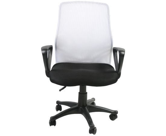 Darba krēsls TREVISO 59x58xH90-102cm, sēdeklis: audums, krāsa: melna, atzveltne: siets, krāsa: balta