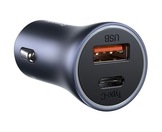 Baseus Golden Contactor Pro car charger, USB + USB-C, QC4.0+, PD, SCP, 40W (dark gray) with Cable Type-C to iP 1m Black