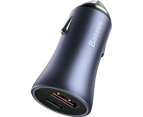 Baseus Golden Contactor Pro car charger, USB + USB-C, QC4.0+, PD, SCP, 40W (dark gray) with Cable Type-C to iP 1m Black