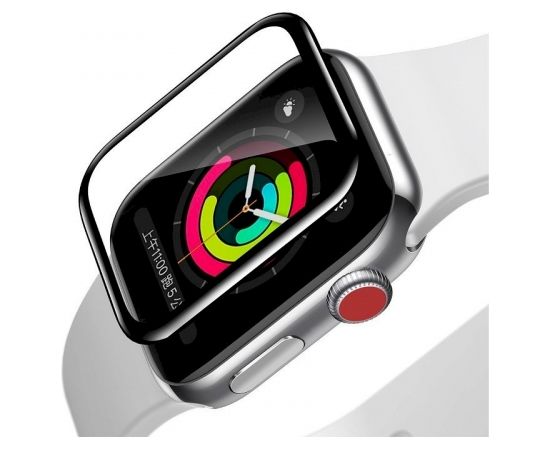 Baseus 5D SGAPWA4-E01 Aizsargstikls Pilnam Ekrānam Apple Watch 1 / 2 / 3 38 mm Melns