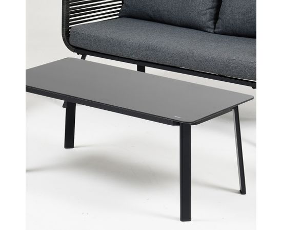 Dārza mēbeļu komplekts MALAGA galds, dīvāns un 2 krēsli, melns