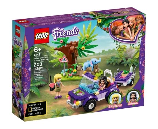 Lego Friends Zilonēna glābšana džungļos, no 6+ gadiem 41421