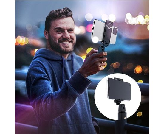 RoGer 2in1 Universāls Selfie Stick + Tripod Statnis ar Bluetooth Tālvadības pulti / Melns