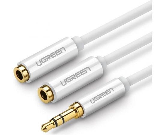 AUX audio splitter 3.5mm jack cable UGREEN AV123, 25cm (white)