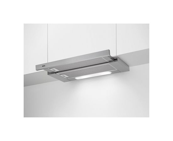 AEG Cooker Hood DPB5650M Electronic push buttons, Micro switch, Width 60 cm, 537 m³/h, Inox, Energy efficiency class A, 63 dB, Built in