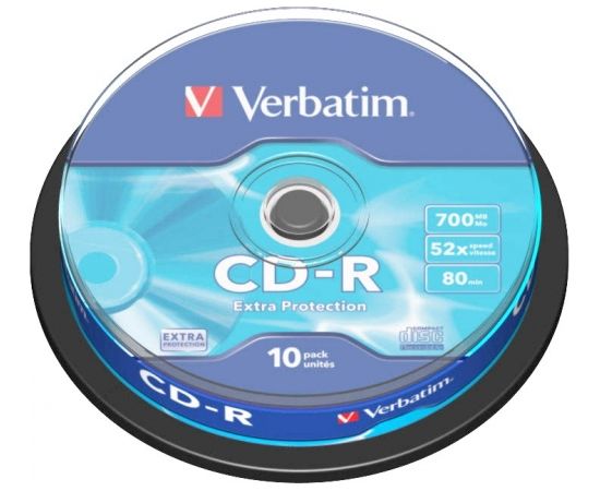 Verbatim CD-R Extra Protection 700MB 52x 10gb. spindle iepakojumā