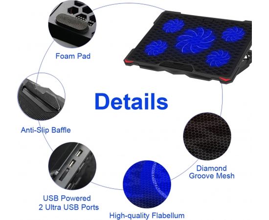 Platinet охлаждающая подставка для ноутбука PCLP5FB Cистемы охлаждения для ноутбуков