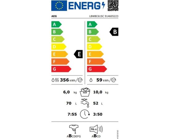 AEG L8WBC61SC Veļas mazg. mašīna ar žāvētāju 10/6kg 1600apgr.