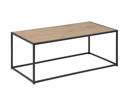 Kafijas galdiņš SEAFORD 100x50xH40cm, galda virsma: mēbeļu plāksne ar laminētu pārklājumu, krāsa: ozols, rāmis: metāls