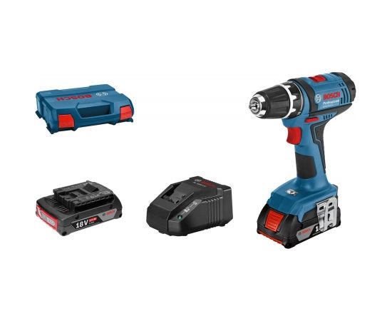 Bosch Akumulatora urbis GSR 18-2-LI, 2x2.0Ah, GAL 18V-20, 17/38/- Nm, 0-450 / 0-1.400 min.-1