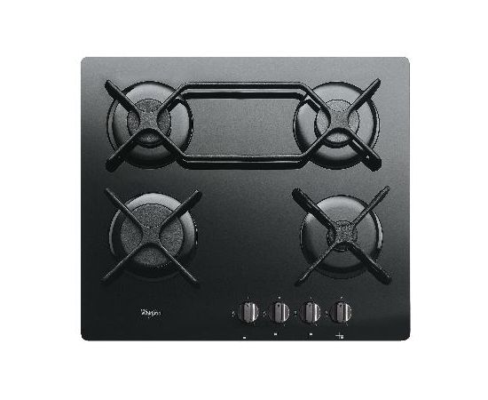 WHIRLPOOL AKT6410NB gāzes plīts v., melns st., paplaš. čuguna turētājs