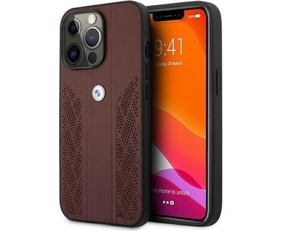 BMW BMHCP13LRSPPR Back Case Aizmugurējais Ādas Apvalks Telefonam Apple iPhone 13 / 13 Pro Sarkans